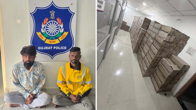 Rajkot : મેટોડાની સીમમાંથી 68.32 લાખના દારૂ સાથે જામનગરના બે શખ્સો ઝડપાયા