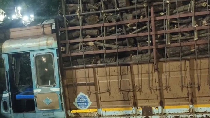 Keshod પોલીસે ગેરકાયદે લાકડા ભરેલ ટ્રક ડીટેઇન કર્યો: વન તંત્ર અજાણ