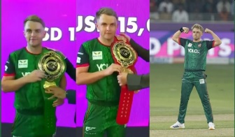 ટુર્નામેન્ટમાં તેના પ્રદર્શનને પગલે Sam Curran આઇએલટી ૨૦ ટાઇટલ જીત્યા બાદ રેડ અને ગ્રીન બેલ્ટ જીત્યો