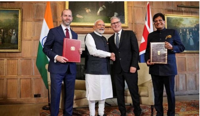 India-UK વચ્ચે મુક્ત વ્યાપાર સમજુતી લાગુ : 99 ટકા નિકાસ પર ટેક્સ ઝીરો