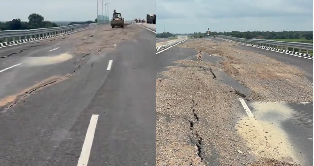 Prayagrajમાં ₹4400 કરોડના ‘રામ વનગમન પથ’નો રસ્તો ધસી પડ્યો, તો ક્યાંક તિરાડો દેખાઈ