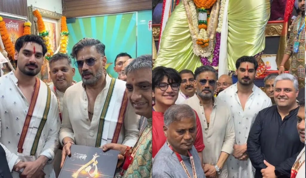 Mumbai: સુનિલ શેટ્ટીએ તેમના પુત્ર અહાન સાથે ચિંચપોકલી સ્થિત ચિંતામણિ મંદિરની મુલાકાત લીધી