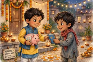 dhanteras story for kids piggy bank daan