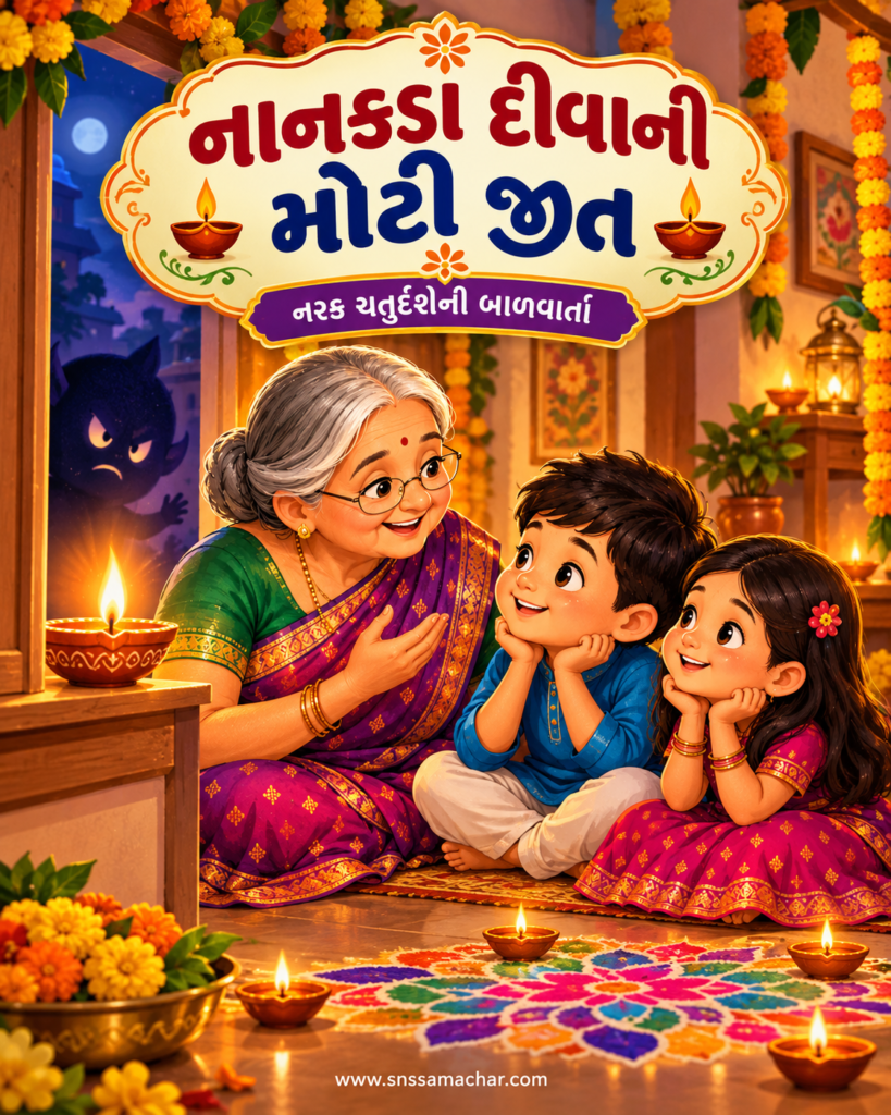 નાનકડા દીવાની મોટી જીત 🪔 Narak Chaturdashi Story in Gujarati