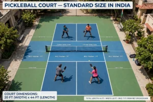 Pickleball court size in india 20x44 feet dimensions